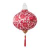 12inch Red Cotton Flower Chinese Cloth Lantern Decorative Round Hanging Paper Lantern Festival Decoration