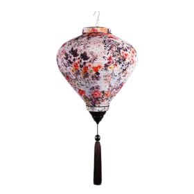 12" Grey Floral Chinese Cloth Lantern Traditional Festival Lampshade Decorative Hanging Paper Lantern