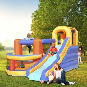 Inflatable Bounce House,Slide Bouncer with Basketball Hoop, Climbing Wall, Large Jumping Area, Ideal Kids Jumper