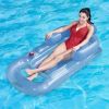 59in Inflatable Pool Float Raft w/ Headrest Armrest Cupholder Swimming Pool Lounge Air Mat Chair