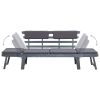 vidaXL Patio Bench with Cushions 2-in-1 74.8" Gray Solid Acacia Wood