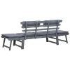 vidaXL Patio Bench with Cushions 2-in-1 74.8" Gray Solid Acacia Wood