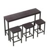 Modern Design Kitchen Dining Table; Pub Table; Long Dining Table Set with 3 Stools; Easy Assembly; Dark Gray