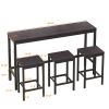 Modern Design Kitchen Dining Table; Pub Table; Long Dining Table Set with 3 Stools; Easy Assembly; Dark Gray