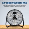 Simple Deluxe 12 Inch 3-Speed High Velocity Heavy Duty Metal Industrial Floor Fans Oscillating Quiet for Home Commercial; Residential; and Greenhouse