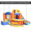 Inflatable Bounce House,Slide Bouncer with Basketball Hoop, Climbing Wall, Large Jumping Area, Ideal Kids Jumper