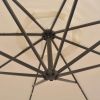 vidaXL Hanging Parasol with LED Lighting 118.1" Sand Metal Pole