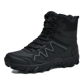 Outdoor Men Hiking Shoes Waterproof Breathable Tactical Combat Army Boots Desert Training Sneakers Anti-Slip Mens Military Boots (Color: Black, size: 46)