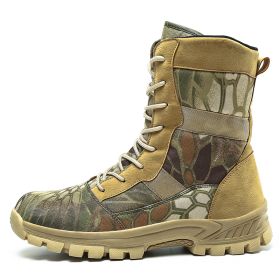 Waterproof Military Men Tactical Boots Camouflage Disguise Outdoor Hunting Boots for Men Mid-calf Trekking Shoes Size 39-45 (Color: Camouflage, size: 45)