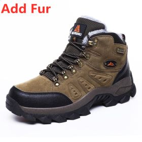 Large Size 48 Hiking Boots Men Summer Winter Outdoor Warm Fur Non Slip Fashion Women Footwear Boys Outdoor Work Ankle Boot Fall (Color: Fur Brown, size: 38)