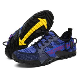 JIEMIAO Men Hiking Shoes Non-Slip Breathable Tactical Combat Army Boots Desert Training Sneakers Outdoor Trekking Shoes (Color: Blue, size: 45)