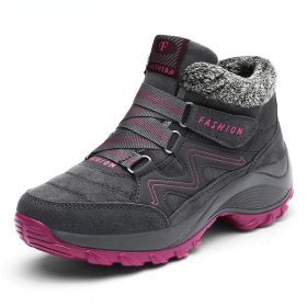 Winter Women's Snow Boots All-match Thick Bottom Increased Velvet Warm Low Ankle Outdoor Leisure Sports Shoes Hiking Boots (Color: Gray, size: 36)