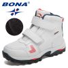 BONA 2021 New Designers Plush Hiking Shoes Children Non-slip Boots Teenagers Trekking Shoes Kids High Top Sneakers Boys Girls