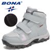 BONA 2021 New Designers Plush Hiking Shoes Children Non-slip Boots Teenagers Trekking Shoes Kids High Top Sneakers Boys Girls