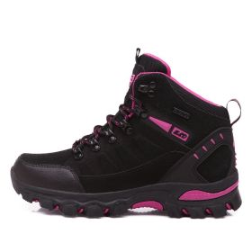 Waterproof Hiking Shoes Men Women Sneakers Mountain Climbing Shoes Outdoor Unisex Sport Hunting Boots Men Trekking Shoes (Color: black pink, size: 39)