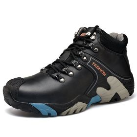 High quality Men's Hiking Shoes Outdoor High top Hunting Boots Men Genuine Leather Comfortable Trekking Boots (Color: Black -A2027, size: 43)