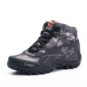 NEW Camo Tactical Boots Men Waterproof Military Tactical Boots Outdoor Combat Shoes Trekking Sneakers Man Hiking Hunting Boots (Color: Black, size: 46)