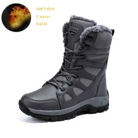 Comfort Beige Outdoor Hiking Boots Couple Men Trekking Shoes Women Big Size Military Tactical Boots For Men hiking sheos snow bo (Color: Gray Fur -210, size: 40)