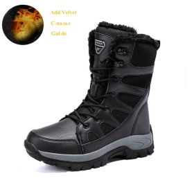 Comfort Beige Outdoor Hiking Boots Couple Men Trekking Shoes Women Big Size Military Tactical Boots For Men hiking sheos snow bo (Color: Black Fur -210, size: 42)