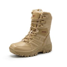 Comfort Beige Outdoor Hiking Boots Couple Men Trekking Shoes Women Big Size Military Tactical Boots For Men hiking sheos snow bo (Color: Sand -S203, size: 40)