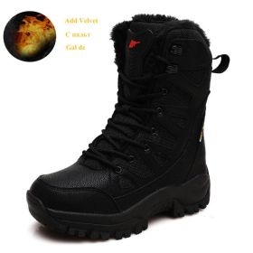 Comfort Beige Outdoor Hiking Boots Couple Men Trekking Shoes Women Big Size Military Tactical Boots For Men hiking sheos snow bo (Color: Black Fur -S208-1, size: 45)