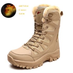 Comfort Beige Outdoor Hiking Boots Couple Men Trekking Shoes Women Big Size Military Tactical Boots For Men hiking sheos snow bo (Color: Brown Fur -S208-1, size: 45)