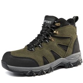 Men's Outdoor Hiking Shoes Mountaineer Climbing Sneakers Waterproof Tactical Hiking Shoes Men Camping Walking Boots (Color: Green, size: 39)