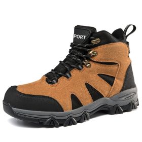 Men's Outdoor Hiking Shoes Mountaineer Climbing Sneakers Waterproof Tactical Hiking Shoes Men Camping Walking Boots (Color: Orange, size: 41)