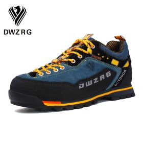 DWZRG Waterproof Hiking Shoes Mountain Climbing Shoes Outdoor Hiking Boots Trekking Sport Sneakers Men Hunting Trekking (Color: Blue Yellow, size: 47)