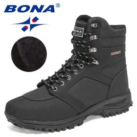 BONA 2022 New DesignersAction Leather Winter Ankle Boots Men Tactical Plush Anti-Skidding Classical Footwear Man Hiking Boots (Color: Charcoal grey S gray, size: 10.5)