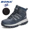 BONA 2022 New Designers Action Leather Brand Winter Warm Snow Boots Men Plush High Quality Hiking Boots Man Outdoor Footwear