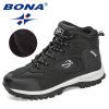 BONA 2022 New Arrival Action Leather Hiking Shoes Men Trekking Sneakers Mountain Plush Snow Boots Man Anti-Slippery Footwear