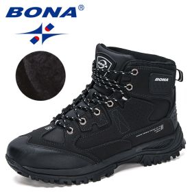 BONA 2022 New Designers Nubuck Hiking Shoes Men Non-Slip Outdoor Wear-Resistant Trekking Footwear Man High Top Plush Snow Boots (Color: Charcoal grey S gray, size: 9.5)