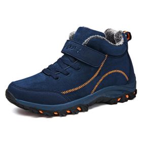 Waterproof Winter Men Boots Warm Fur Snow Women Boots Men Work Casual Sneakers Outdoor Hiking Boots Rubber Ankle Boots Size 48 (Color: Blue, size: 9)