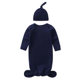 Baby Sleeping Bag Hat Set Spring Summer Baby Sleepwear Anti-Kicker Surprise Jump Swaddling Clothes (Size/Age: S (0-1Y), Color: Navy Blue (Dark Blue))