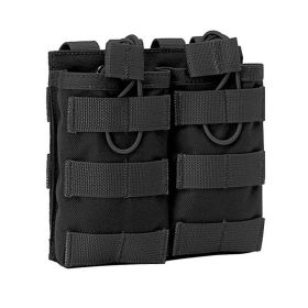 Molle Open Top Double Triple Mag Pouch (Color: Black, size: Double)