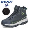 BONA 2022 New Designers Action Leather Winter Brand Snow Boots Men Super Warm Ankle Boots Man Plush Hiking Soft Boots Mansculino