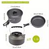 3pcs/set Lightweight Outdoor Cooking Utensils Kit Portable Camping Pot Pan Kettle Soup Wok Pot Cookware Set