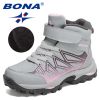 BONA 2021 New Designers Plush Hiking Shoes Children High Top Casual Sneakers Boys Non-slip Trekking Climbing Boots Girls Comfort