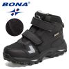 BONA 2021 New Designers Plush Hiking Shoes Children Non-slip Boots Teenagers Trekking Shoes Kids High Top Sneakers Boys Girls