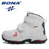 BONA 2021 New Designers Plush Hiking Shoes Children Non-slip Boots Teenagers Trekking Shoes Kids High Top Sneakers Boys Girls