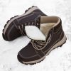 Brand Winter Leather Men Boots Plush Warm Men Snow Boots Outdoor Non-slip Hiking Boots Men Winter Shoes Men Sneakers Size 39-48