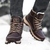 Brand Winter Leather Men Boots Plush Warm Men Snow Boots Outdoor Non-slip Hiking Boots Men Winter Shoes Men Sneakers Size 39-48