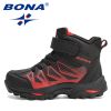 BONA 2021 New Designers Plush Hiking Shoes Children High Top Casual Sneakers Boys Non-slip Trekking Climbing Boots Girls Comfort