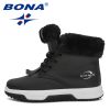 BONA 2020 New Designers High Top Snow Boots Children Winter Thick Plush Warm Non-Slip Boots Big Girls Boys Hiking Footwear Kids