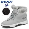 BONA 2020 New Designers High Top Snow Boots Children Winter Thick Plush Warm Non-Slip Boots Big Girls Boys Hiking Footwear Kids