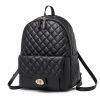 Black Leather Backpack for Men Women School College Bookbag for Student