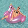 Inflatable Golden Crown Flamingo Swimming Ring; Thickened Floating Row For Kids And Adults Pool Beach Sea Summer