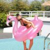 Inflatable Golden Crown Flamingo Swimming Ring; Thickened Floating Row For Kids And Adults Pool Beach Sea Summer